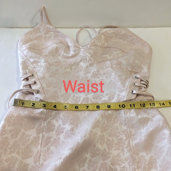 Top Shop Dress Midi Baby Pink Lace Up Corset Satin Jacquard Size 2 - Picture 14 of 17